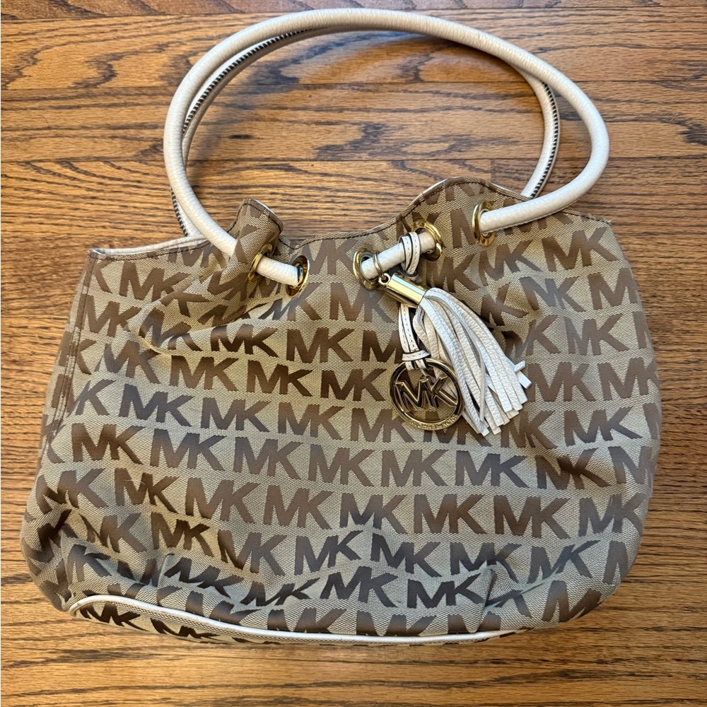 Michael Kors Brown Shoulder Bag with Monogram Pattern